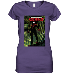 Marvel Miles Morales_ Spider Man Comic Cover Women's V-Neck T-Shirt Women's V-Neck T-Shirt - skytshirtshop