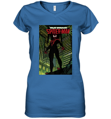 Marvel Miles Morales_ Spider Man Comic Cover Women's V-Neck T-Shirt Women's V-Neck T-Shirt - skytshirtshop