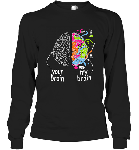 Neurodiversity brain Gift idea for Dyslexia ADHD Autism ASD Long Sleeve T-Shirt Long Sleeve T-Shirt / Black / S Long Sleeve T-Shirt - skytshirtshop