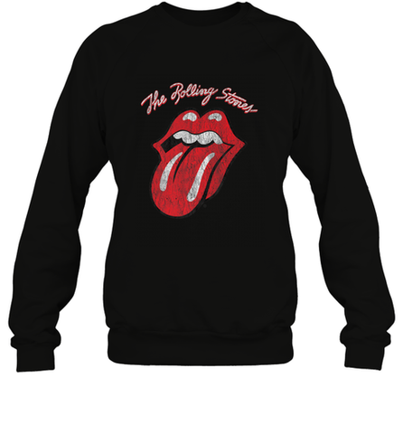 Mens The Rolling Stones Script Tongue Logo Crewneck Sweatshirt Crewneck Sweatshirt / Black / S Crewneck Sweatshirt - skytshirtshop