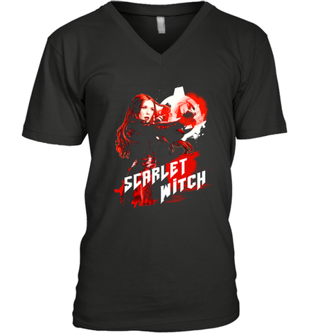Marvel Infinity War Scarlet Witch Red Splat Men's V-Neck Men's V-Neck / Black / S Men's V-Neck - skytshirtshop