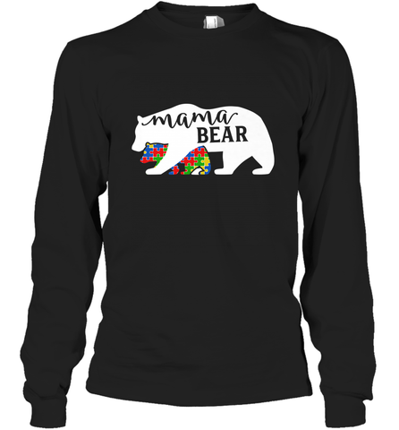 Mama Bear Autism t shirt Autism Awareness Month Long Sleeve T-Shirt Long Sleeve T-Shirt / Black / S Long Sleeve T-Shirt - skytshirtshop