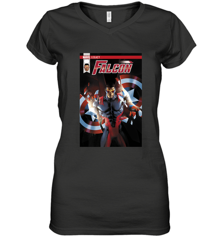 Marvel Falcon Take Flight Comic Cover Premium T Shirt Women's V-Neck T-Shirt Women's V-Neck T-Shirt / Black / S Women's V-Neck T-Shirt - skytshirtshop