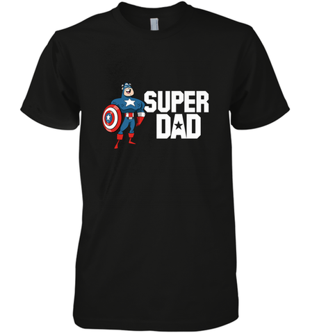 Marvel Father's Day Captain America Super Dad Portrait Men's Premium T-Shirt Men's Premium T-Shirt / Black / XS Men's Premium T-Shirt - skytshirtshop