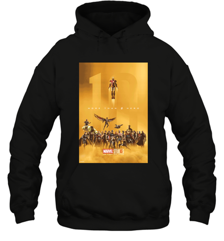Marvel Studios 10 Years of Heroes Poster Hooded Sweatshirt Hooded Sweatshirt / Black / S Hooded Sweatshirt - skytshirtshop