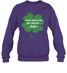 When Irish eyes are smiling Run Lucky St Patricks Day Shirt Crewneck Sweatshirt Crewneck Sweatshirt - skytshirtshop