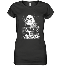 Marvel Infinity War Thanos Unicolor Stamp Women's V-Neck T-Shirt