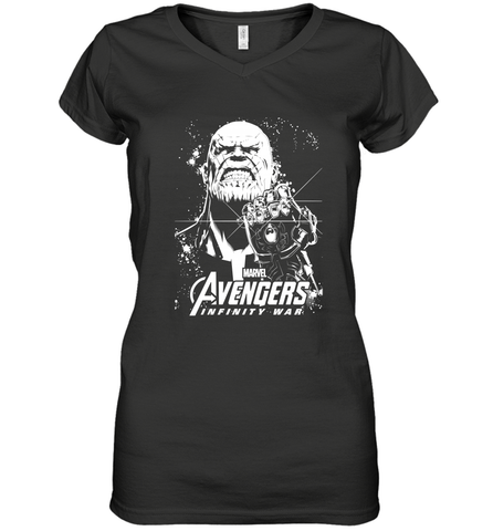 Marvel Infinity War Thanos Unicolor Stamp Women's V-Neck T-Shirt Women's V-Neck T-Shirt / Black / S Women's V-Neck T-Shirt - skytshirtshop
