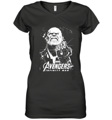 Marvel Infinity War Thanos Unicolor Stamp Women's V-Neck T-Shirt Women's V-Neck T-Shirt - skytshirtshop
