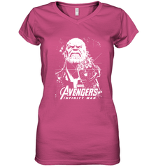 Marvel Infinity War Thanos Unicolor Stamp Women's V-Neck T-Shirt Women's V-Neck T-Shirt - skytshirtshop