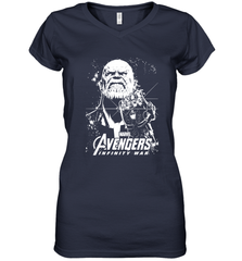 Marvel Infinity War Thanos Unicolor Stamp Women's V-Neck T-Shirt Women's V-Neck T-Shirt - skytshirtshop