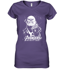 Marvel Infinity War Thanos Unicolor Stamp Women's V-Neck T-Shirt Women's V-Neck T-Shirt - skytshirtshop