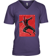 Marvel Spider Man Far From Home Web Swinging Poster Men's V-Neck Men's V-Neck - skytshirtshop