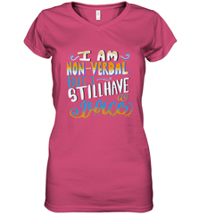 Special Needs NonVerbal Autism Awesome Women's V-Neck T-Shirt Women's V-Neck T-Shirt - skytshirtshop