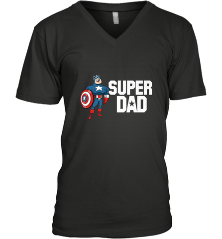 Marvel Father's Day Captain America Super Dad Portrait Men's V-Neck Men's V-Neck / Black / S Men's V-Neck - skytshirtshop