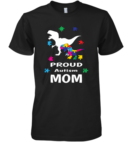 Proud Autism Mom T Rex Dinosaur Autism Awareness Men's Premium T-Shirt Men's Premium T-Shirt / Black / XS Men's Premium T-Shirt - skytshirtshop