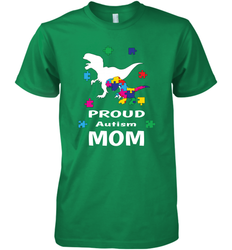 Proud Autism Mom T Rex Dinosaur Autism Awareness Men's Premium T-Shirt
