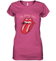 Mens The Rolling Stones Script Tongue Logo Women's V-Neck T-Shirt Women's V-Neck T-Shirt - skytshirtshop