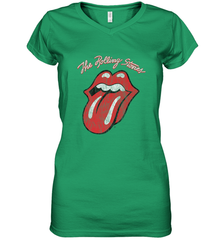 Mens The Rolling Stones Script Tongue Logo Women's V-Neck T-Shirt Women's V-Neck T-Shirt - skytshirtshop