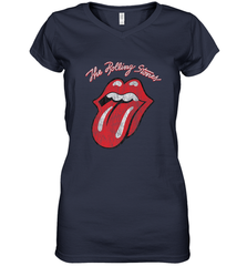 Mens The Rolling Stones Script Tongue Logo Women's V-Neck T-Shirt Women's V-Neck T-Shirt - skytshirtshop