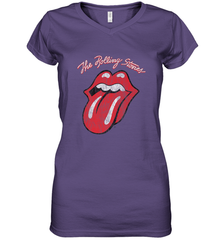 Mens The Rolling Stones Script Tongue Logo Women's V-Neck T-Shirt Women's V-Neck T-Shirt - skytshirtshop