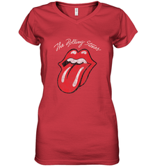 Mens The Rolling Stones Script Tongue Logo Women's V-Neck T-Shirt Women's V-Neck T-Shirt - skytshirtshop