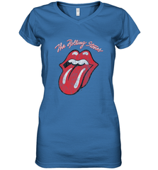 Mens The Rolling Stones Script Tongue Logo Women's V-Neck T-Shirt Women's V-Neck T-Shirt - skytshirtshop
