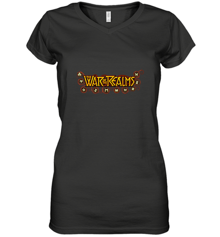 Marvel War of the Realms Comic Logo Women's V-Neck T-Shirt Women's V-Neck T-Shirt / Black / S Women's V-Neck T-Shirt - skytshirtshop