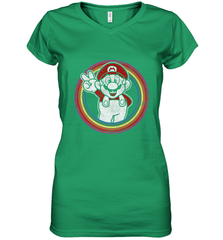 Super Mario Rainbow Circle Distressed Logo Women's V-Neck T-Shirt Women's V-Neck T-Shirt - skytshirtshop
