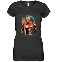 Marvel Infinity War Iron Man Digital Pose Women's V-Neck T-Shirt Women's V-Neck T-Shirt - skytshirtshop