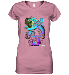 Marvel Infinity War Thor Rocket Groot Neon Women's V-Neck T-Shirt Women's V-Neck T-Shirt - skytshirtshop