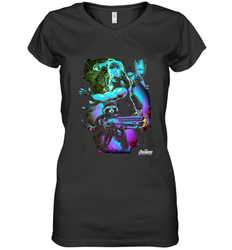 Marvel Infinity War Thor Rocket Groot Neon Women's V-Neck T-Shirt