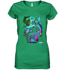 Marvel Infinity War Thor Rocket Groot Neon Women's V-Neck T-Shirt Women's V-Neck T-Shirt - skytshirtshop