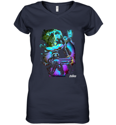 Marvel Infinity War Thor Rocket Groot Neon Women's V-Neck T-Shirt