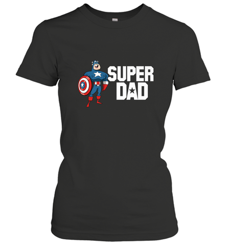 Marvel Father's Day Captain America Super Dad Portrait Women's T-Shirt Women's T-Shirt / Black / S Women's T-Shirt - skytshirtshop