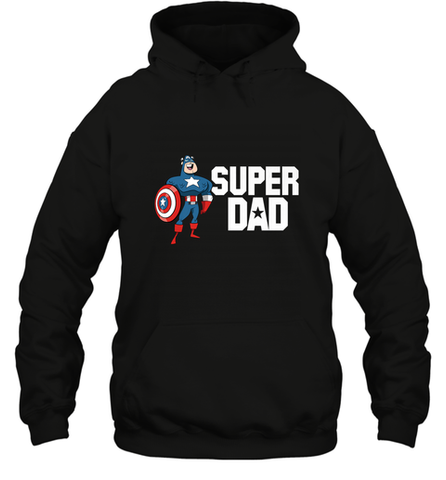 Marvel Father's Day Captain America Super Dad Portrait Hooded Sweatshirt Hooded Sweatshirt / Black / S Hooded Sweatshirt - skytshirtshop