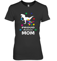 Proud Autism Mom T Rex Dinosaur Autism Awareness Women's Premium T-Shirt