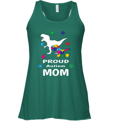 Proud Autism Mom T Rex Dinosaur Autism Awareness Women's Racerback Tank Women's Racerback Tank - skytshirtshop