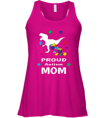 Proud Autism Mom T Rex Dinosaur Autism Awareness Women's Racerback Tank Women's Racerback Tank - skytshirtshop