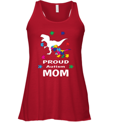 Proud Autism Mom T Rex Dinosaur Autism Awareness Women's Racerback Tank Women's Racerback Tank - skytshirtshop