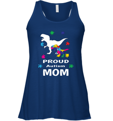 Proud Autism Mom T Rex Dinosaur Autism Awareness Women's Racerback Tank Women's Racerback Tank - skytshirtshop