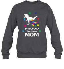 Proud Autism Mom T Rex Dinosaur Autism Awareness Crewneck Sweatshirt Crewneck Sweatshirt - skytshirtshop