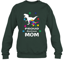 Proud Autism Mom T Rex Dinosaur Autism Awareness Crewneck Sweatshirt Crewneck Sweatshirt - skytshirtshop