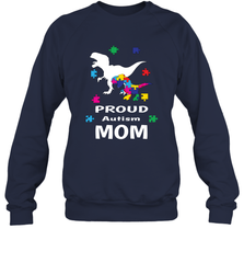 Proud Autism Mom T Rex Dinosaur Autism Awareness Crewneck Sweatshirt Crewneck Sweatshirt - skytshirtshop