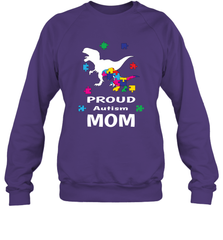 Proud Autism Mom T Rex Dinosaur Autism Awareness Crewneck Sweatshirt Crewneck Sweatshirt - skytshirtshop