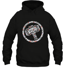 Marvel Avengers Thor Floral Hammer Symbol Hooded Sweatshirt Hooded Sweatshirt - skytshirtshop