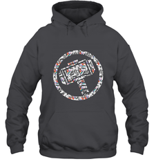 Marvel Avengers Thor Floral Hammer Symbol Hooded Sweatshirt Hooded Sweatshirt - skytshirtshop