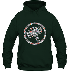 Marvel Avengers Thor Floral Hammer Symbol Hooded Sweatshirt Hooded Sweatshirt - skytshirtshop