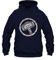 Marvel Avengers Thor Floral Hammer Symbol Hooded Sweatshirt Hooded Sweatshirt - skytshirtshop