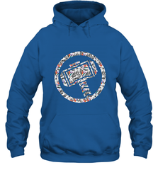 Marvel Avengers Thor Floral Hammer Symbol Hooded Sweatshirt Hooded Sweatshirt - skytshirtshop